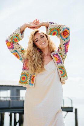 Mandala Cropped Granny Square Cardigan