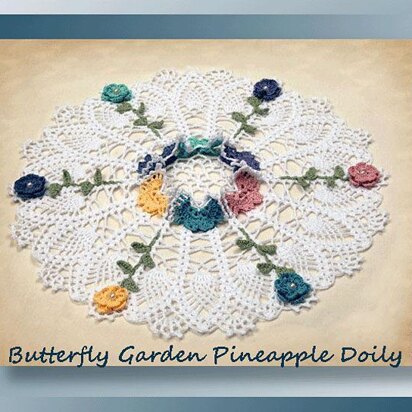 Butterfly Garden Pineapple Doily 0757