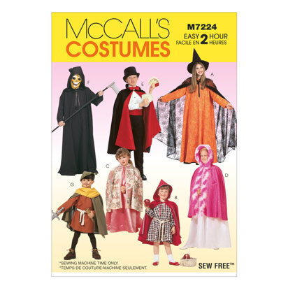 McCall's Children's, Boys' and Girls' Cape and Tunic Costumes M7224 - Sewing Pattern