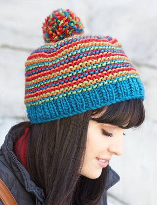 Bright Stripes Beanie in Patons Classic Wool Roving