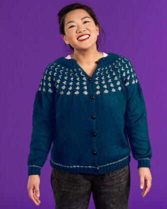 Lunar Yoke Cardigan - Free Cardigan Knitting Pattern For Women in Paintbox Yarns Simply DK & Metallic DK by Paintbox Yarns