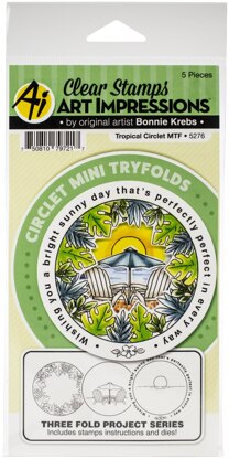 Art Impressions Circlet Mini Tryfolds Stamp & Die Set - Tropical Circlet MTF