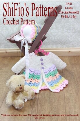 Crochet Pattern crocodile stitch baby jacket UK & USA Terms #181