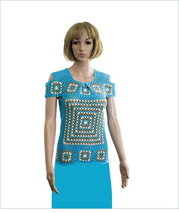 Size M off shoulder turquoise crochet top for women