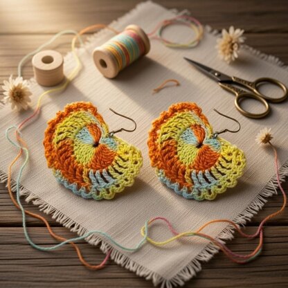 Crochet heart earrings PDF + Video Tutorial