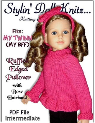 Ruffle edged sweater fits My Twinn, 23 inch dolls