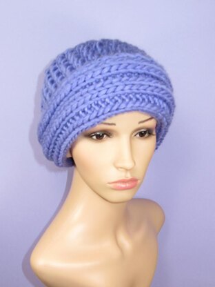 Super Chunky Rib Cuff Lace Beanie Hat