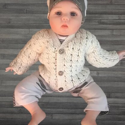 Caleb Baby Cardigan Hat and Booties Set
