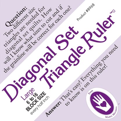 Marti Michell Ruler 6in-16in Diagonal Set Triangle Quilting Template