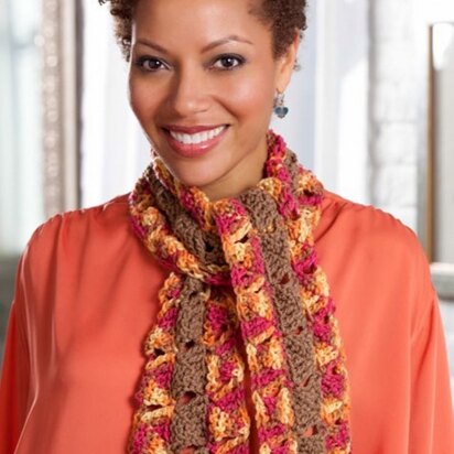 Autumn Fall Scarf in Red Heart Super Saver Economy Solids - LW2954