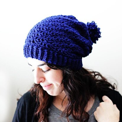 Cobalt Pompom Beanie