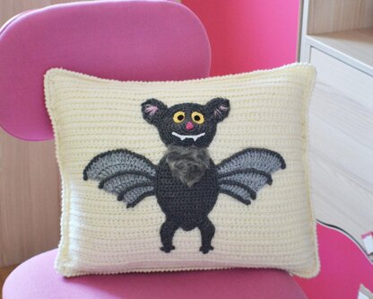 Vampire bat. Sofa cushion. Throw pillow. Halloween. Crochet cushion