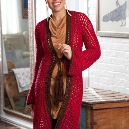 Long on Looks Cardie in Red Heart Soft Solids - LW2953