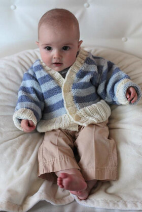 Striped Baby Cardigan in Plymouth Yarn Dandelion - 2251 - Downloadable PDF