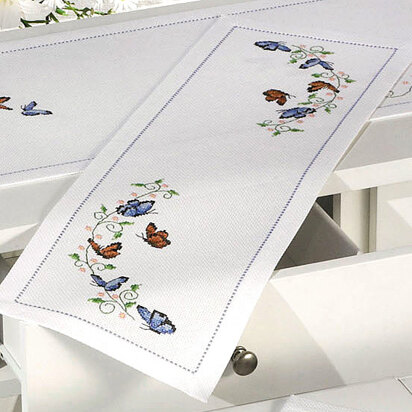 Permin Small Butterflies Table Runner Cross Stitch Kit - 23cm x 67cm