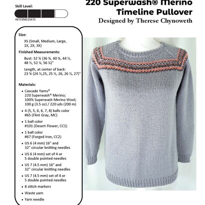 Timeline Pullover in Cascade Yarns 220 Superwash® Merino - W811 - Downloadable PDF