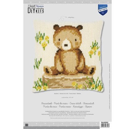 Vervaco Forest Animals Cross Stitch Cushion Kit - PN-0197037 - 40 x 40 cm