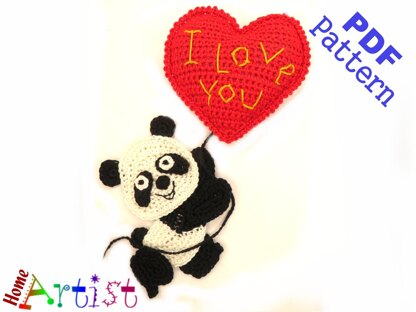 Panda crochet applique pattern