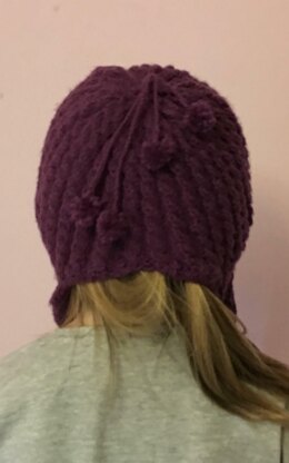 Girls Plum Cable Knit Earflap Hat