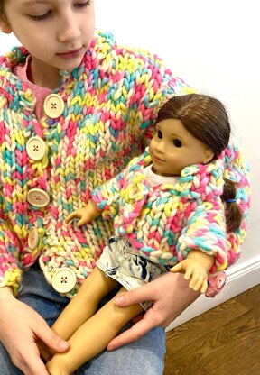 Kids and Doll Knit Bomber