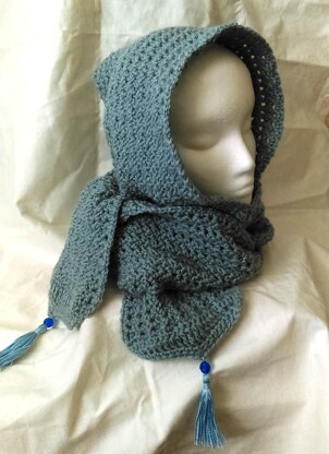 Frosty Hooded Scarf with Tassel