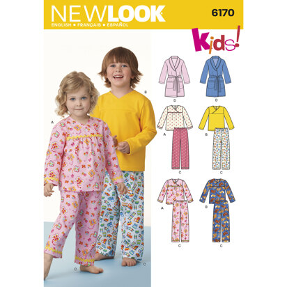 New Look Toddlers' and Child's Pajamas 6170 - Paper Pattern, Size A (1/2-1-2-3-4-5-6-7-8)