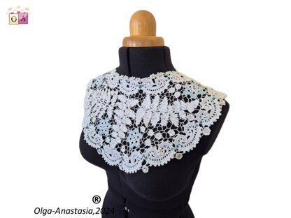 White Lace Irish Lace Detachable Collar "December"