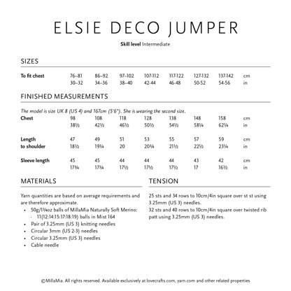 Elsie Deco Jumper - Knitting Pattern for Women in MillaMia Naturally Soft Merino