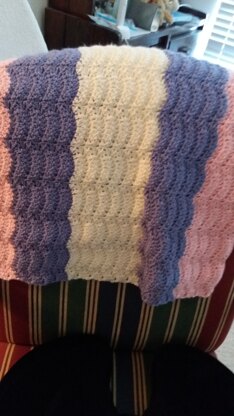 Soft Chevron (Wave) Baby Blanket -- Girl