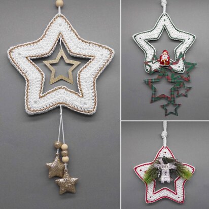 Crochet pattern star hanging decoration - super easy and versatile - from scraps of yarn