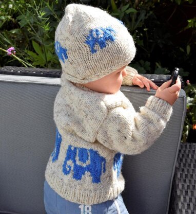 Aran Baby Elephant Sweater and Hat