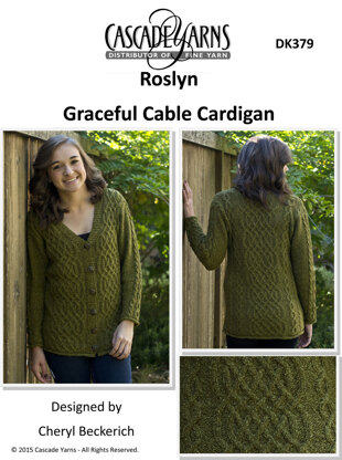 Graceful Cable Cardigan in Cascade Roslyn - DK379 - Downloadable PDF