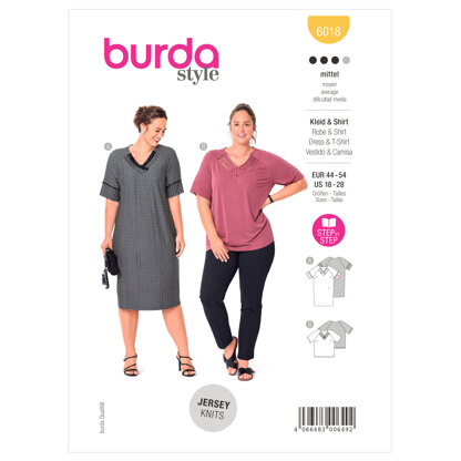 Burda Style Plus Dress / Top B6018 - Paper Pattern, Size 44 - 54
