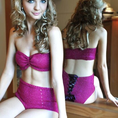 "Glamour Girl" Bandeau and High-Waisted Lace-Up Back Panty Lingerie Set