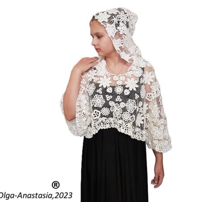 Crochet Christmas lace cape for Church