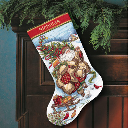Dimensions Santa's Journey Stocking Cross Stitch Kit - 41cm