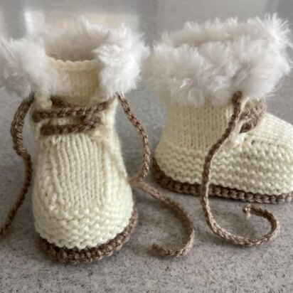 Baby Lace Up Fur Top Booties