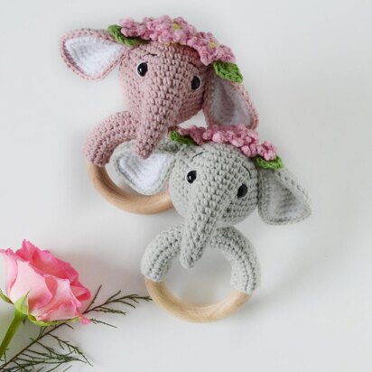 Elephant crochet rattle