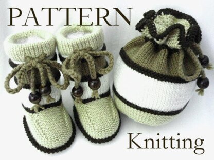 Knitting PATTERN Baby Hat and Booties Baby Boy Baby Girl