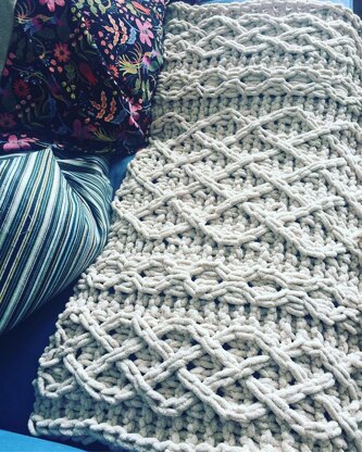 Irish Aran Cabled Trellis Blanket