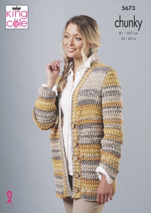 Sweater and Cardigan Knitted in King Cole Drifter Chunky - 5673 - Downloadable PDF