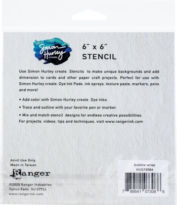 Ranger Simon Hurley create. Stencil 6"X6" - Bubble Wrap