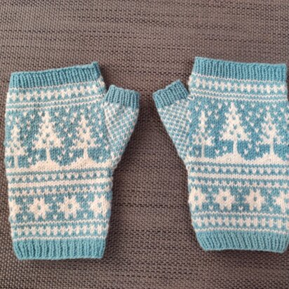 Snowfall Fairisle Nordic Mitts