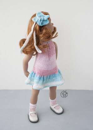 Outfit Flower knitting flat for 18 in doll