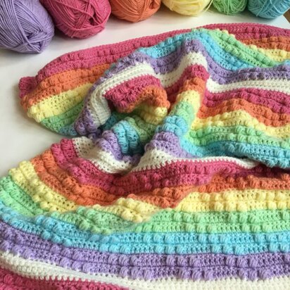 Sliding Rainbows Blanket - US crochet terms