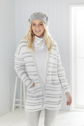 Ladies Long Cardigan, Short Cardigan, and Cowl in King Cole Stripe DK in King Cole - 5596 - Leaflet