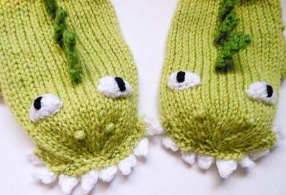 Dinosaur Dragon Mittens knit