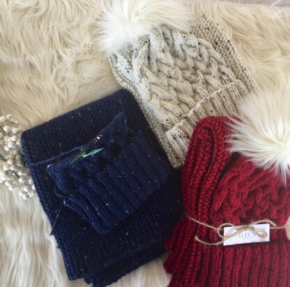Braided Cable Knit Hat & Scarf set
