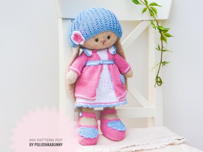 Mixed Knitting and Crochet Toy Clothes Pattern - Outfit "Mimi"