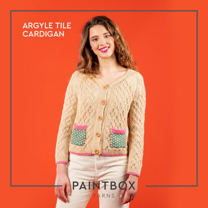 Argyle Tile Cardigan - Free Cardigan Knitting Pattern For Women in Paintbox Yarns Simply DK by Paintbox Yarns